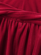Velvet Twisted Waist Stretchy Knee-Length Dress