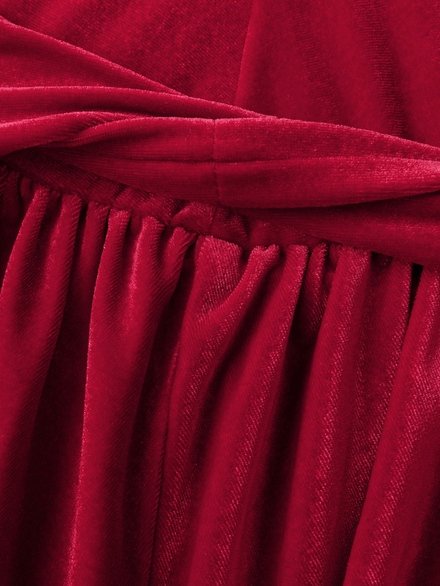 Velvet Twisted Waist Stretchy Knee-Length Dress