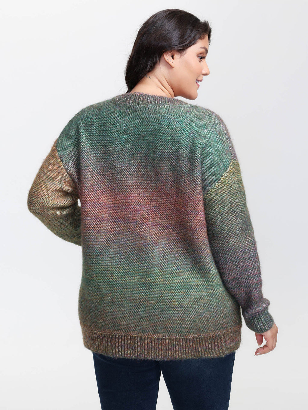 Heather Color Gradient Drop Shoulder Pullover
