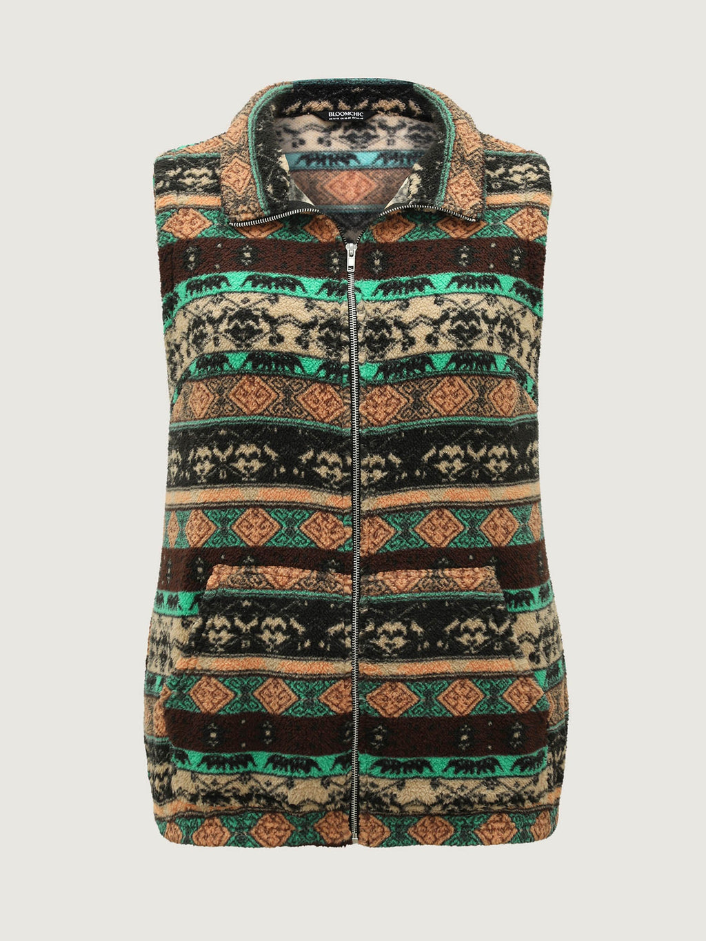 Colorful Geometric Stripes Zipper Vest