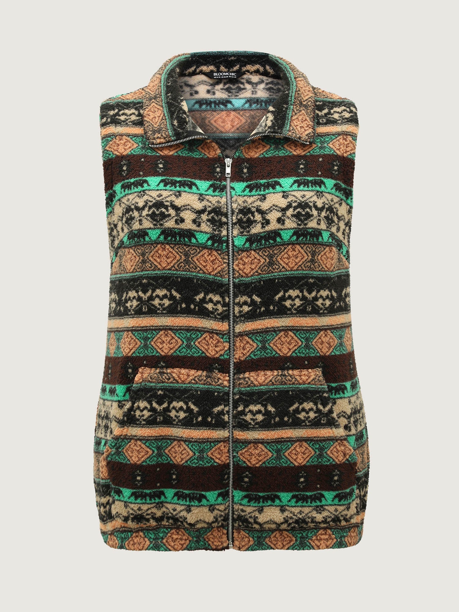 Colorful Geometric Stripes Zipper Vest