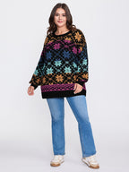 Color Gradient Snowflake Pattern Pullover
