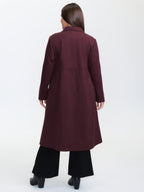 Solid Three Button Flared Coat