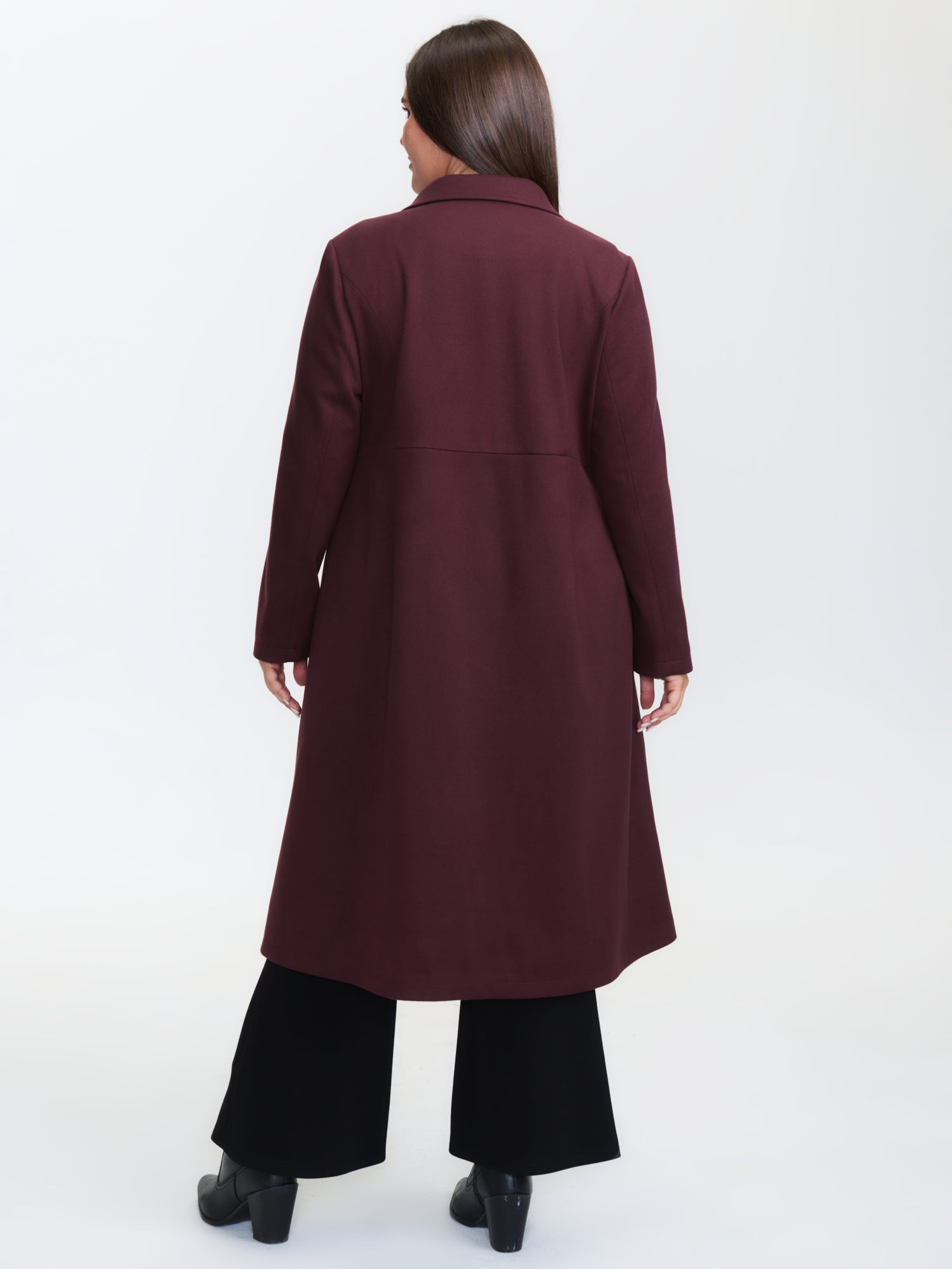 Solid Three Button Flared Coat