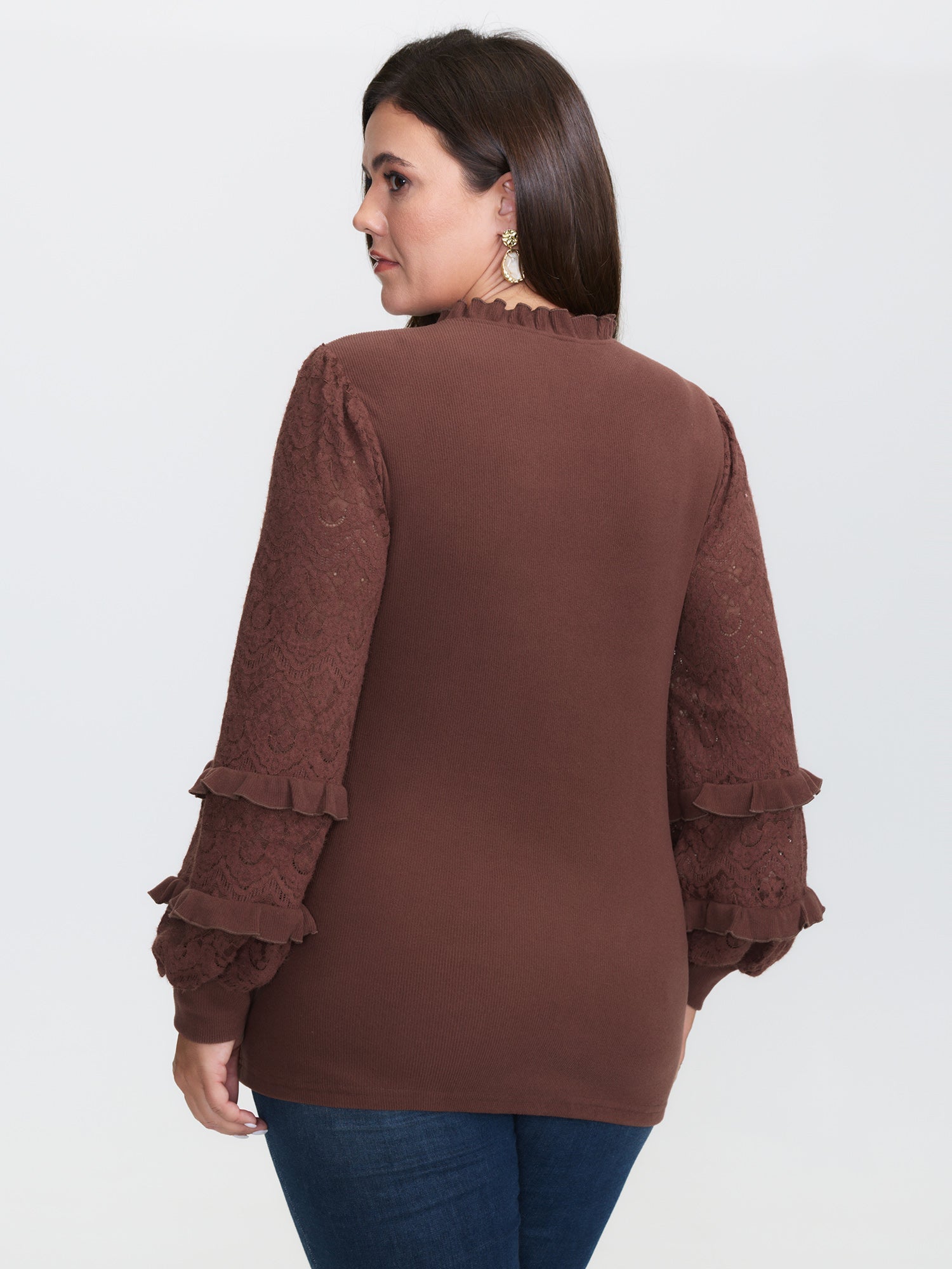 Cozy Ruffled Edge Tiered Sleeve Knit Top