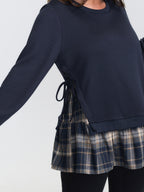 Plaid Pattern Layered Stretchy Sweatshirt