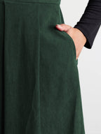 Corduroy Stretchy Waist V-Neck Midi Dress