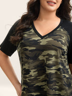 Camouflage Print Raglan Sleeve T-Shirt