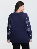 Deer Snowflake Pattern Jacquard Pullover