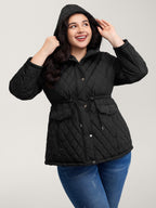 Drawstring Waist Pockets Quilted Jacket