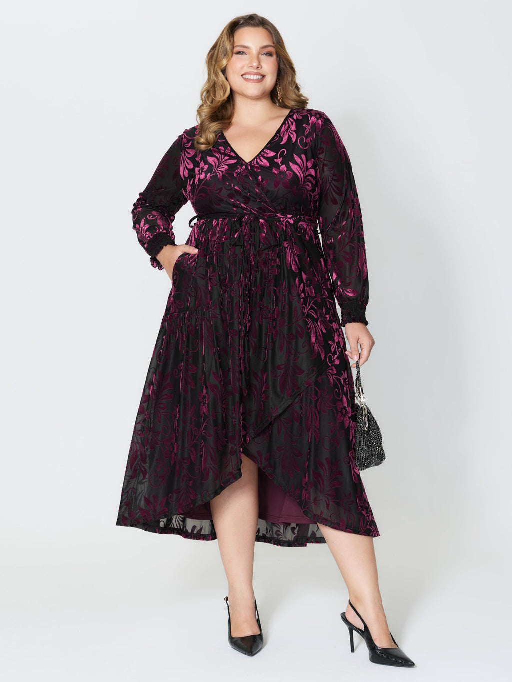 Shimmery Stretchy Velvet Shirred Maxi Dress