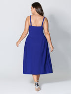 Detachable Shoulder Straps Pleated Midi Dress