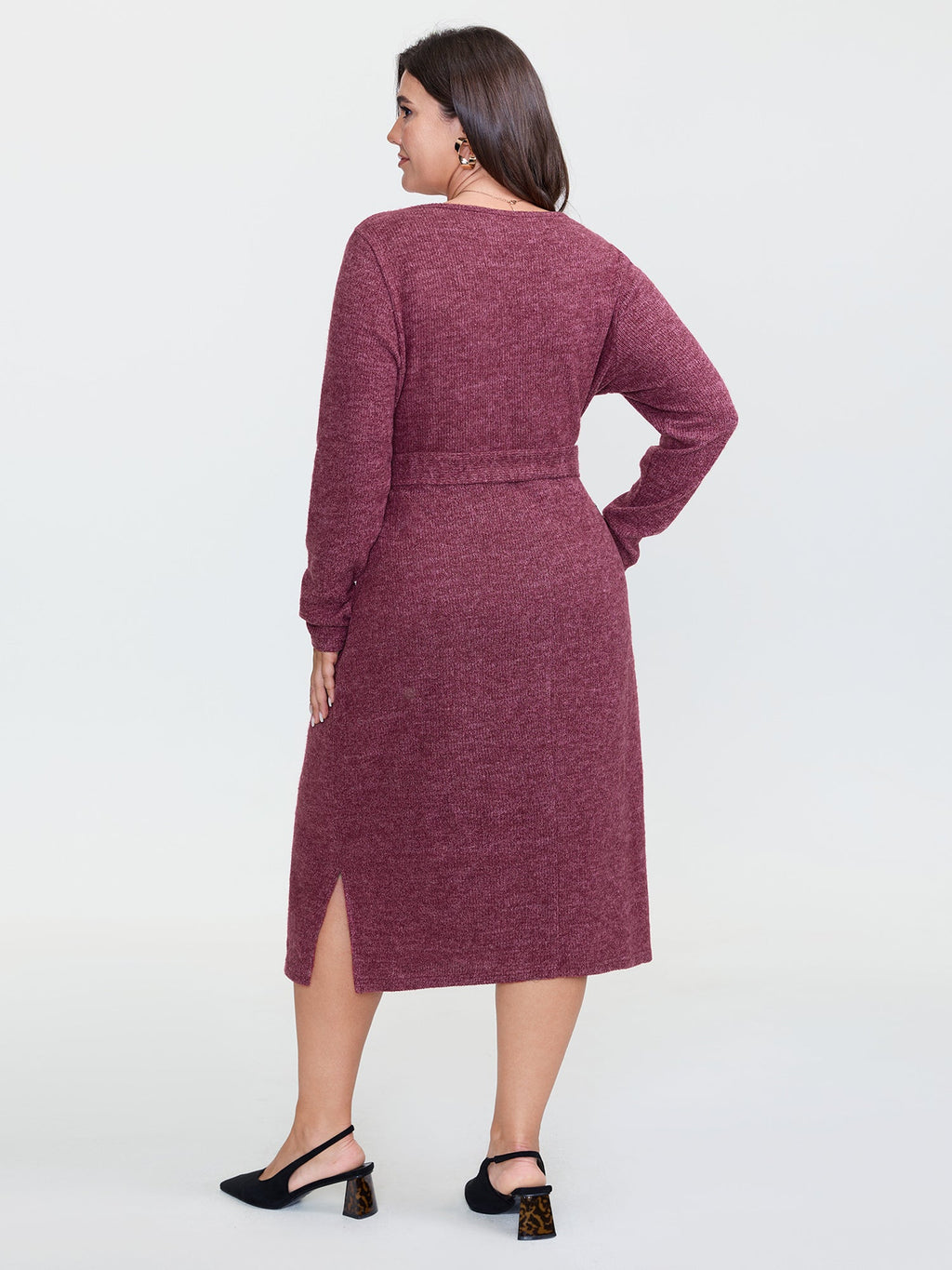 Supersoft Color Blend Knit Belted Midi Dress