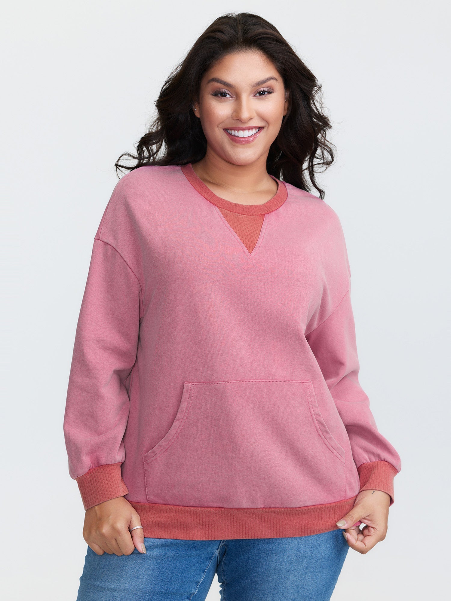 Pure Cotton Washed Distressed Pocket Sweatshirt