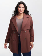 Button Belted Layered Trench Coat