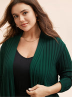 Plain Textured Kimono Collar Cardigan