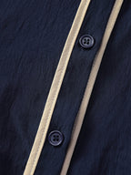 Color Contrast Belted Maxi Shirt Dress