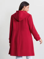 Ruffle Trim Waist-Defining Pockets Coat