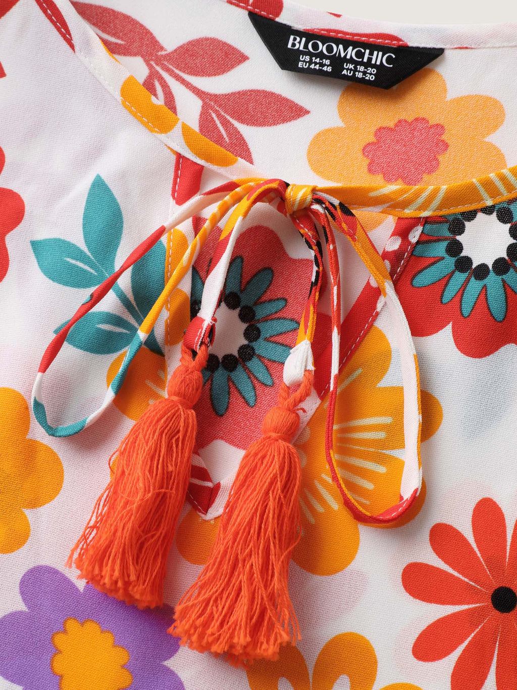 Floral Print Neck-Tie Babydoll Top