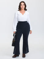 Stretchy Textured Slit Hem Zipper Detail Pants