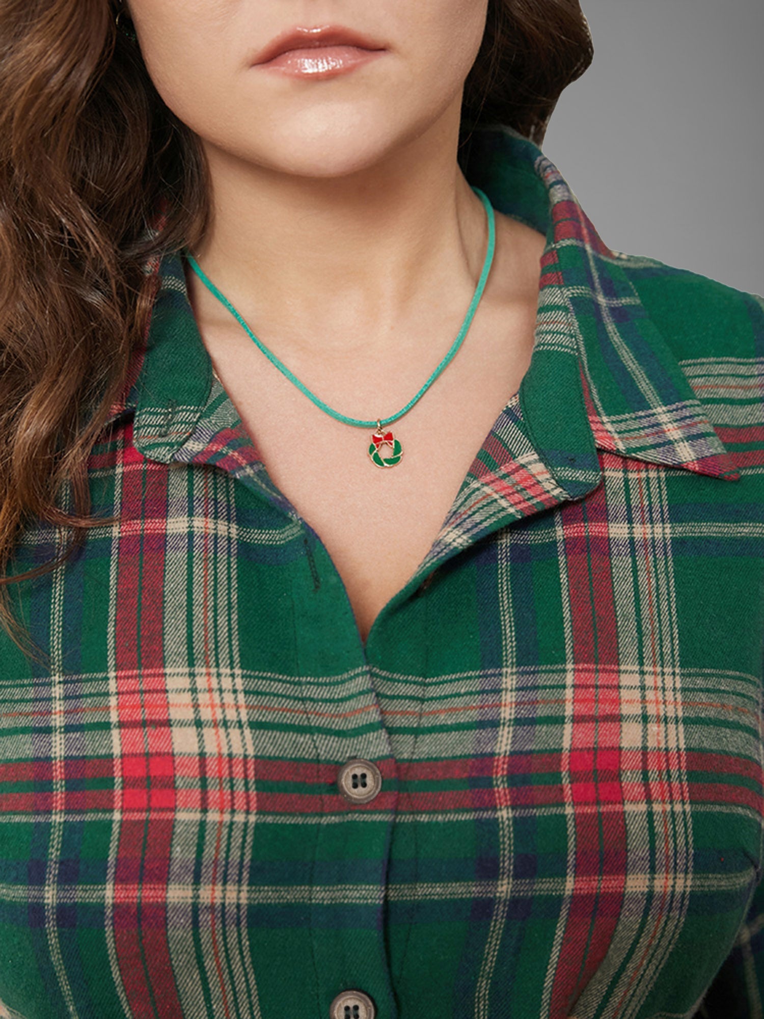 Plaid Button Detail Pocket Belted Arc Hem Dress