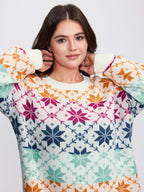 Color Gradient Snowflake Pattern Pullover