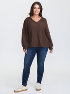 Brushed Waffle Rivet Neckline Sweatshirt