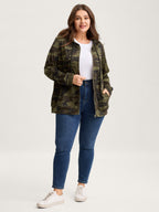 Camouflage Print Stretchy Zipper Hoodie