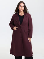 Solid Three Button Flared Coat