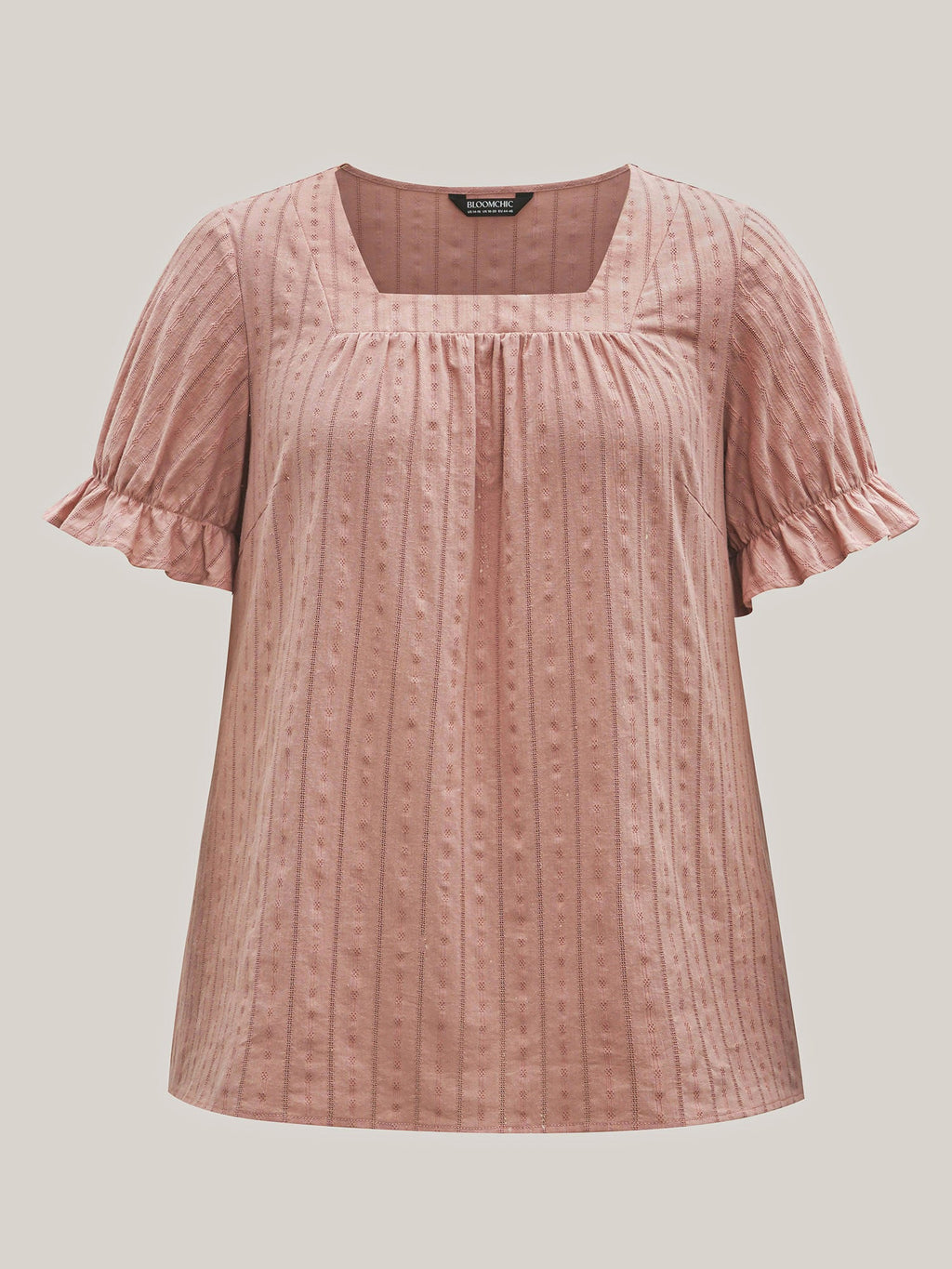 Cotton Square Neck Ruffled Sleeve Shirt