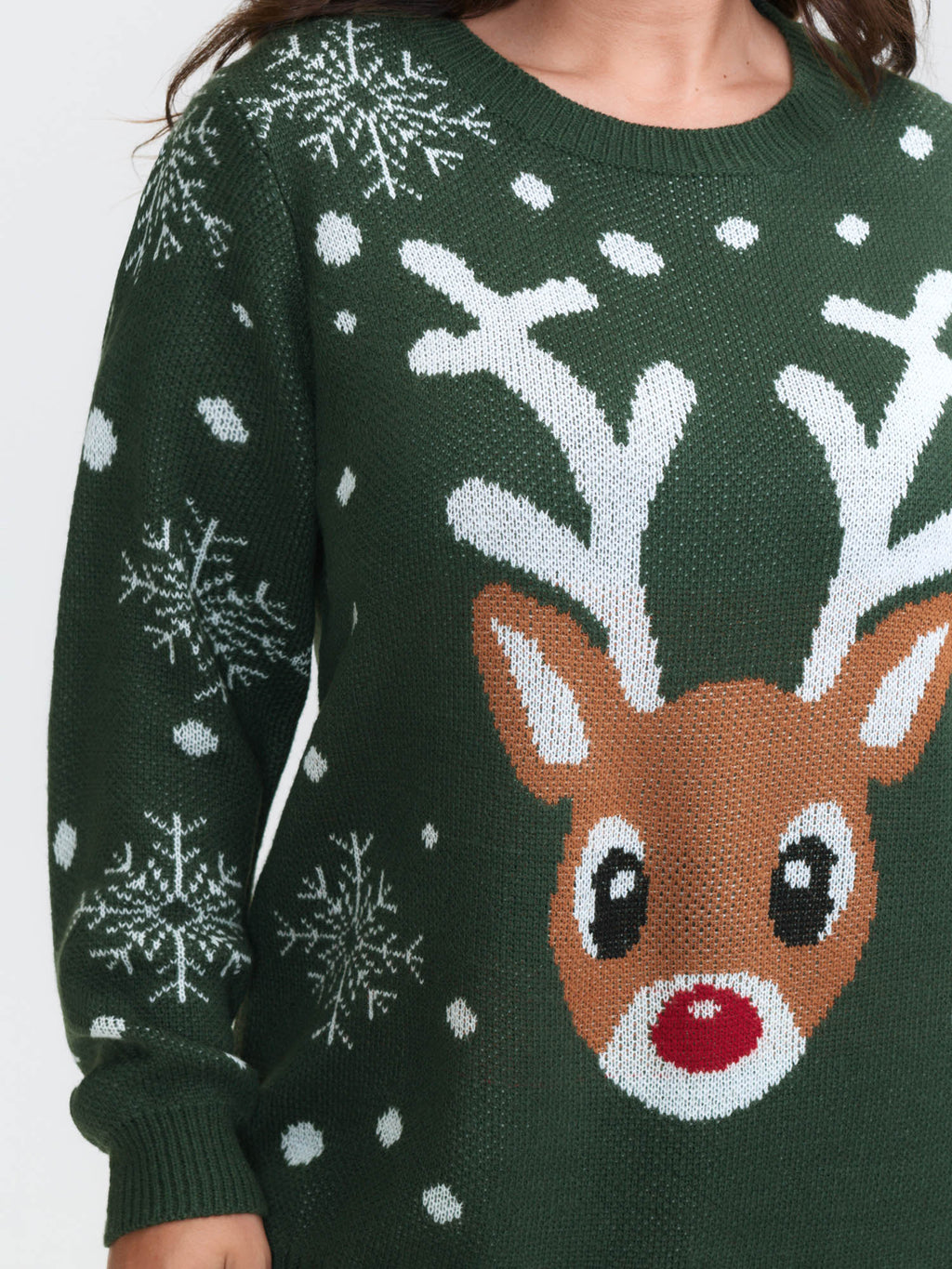 Deer Snowflake Pattern Jacquard Pullover