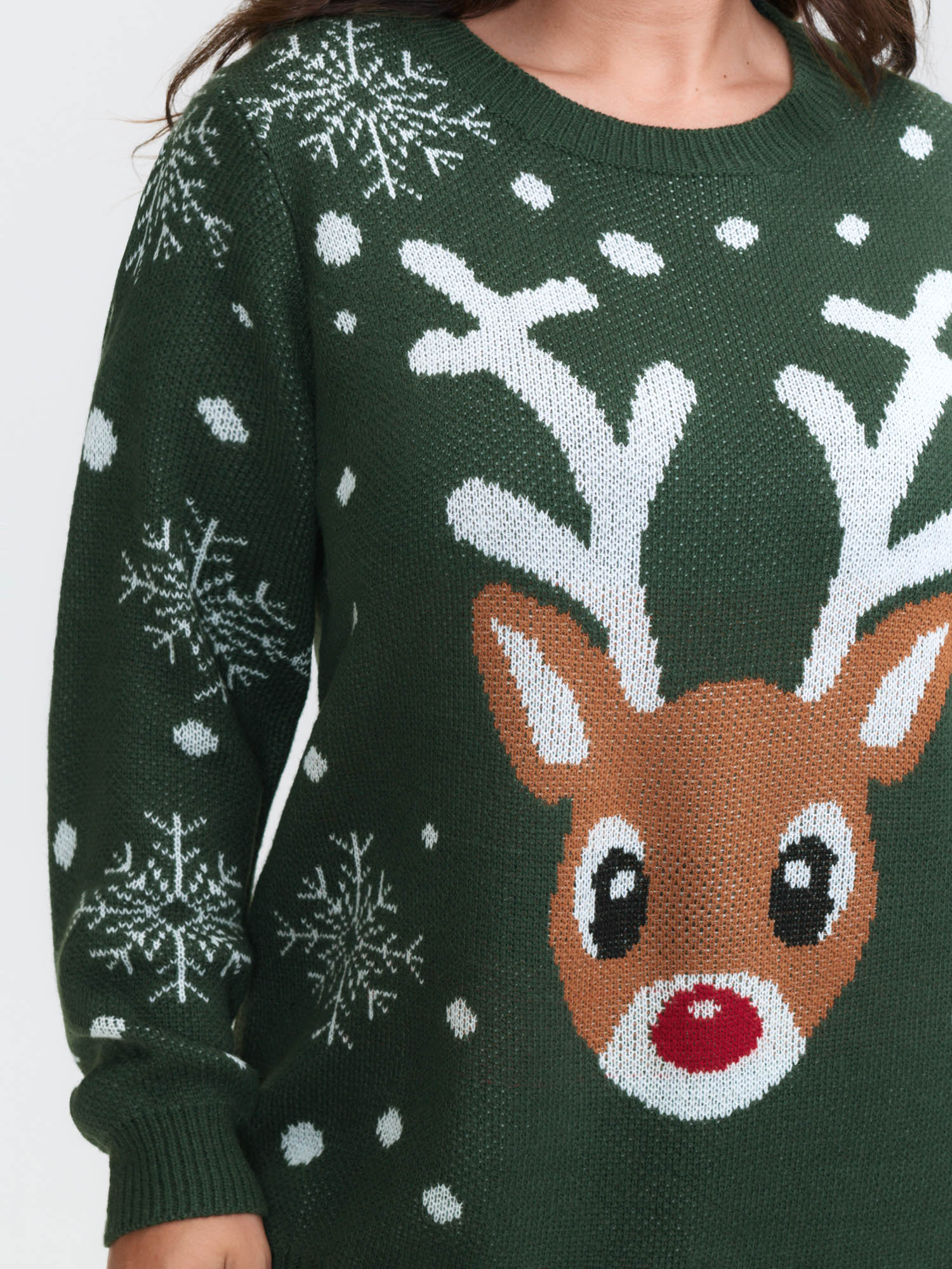 Deer Snowflake Pattern Jacquard Pullover
