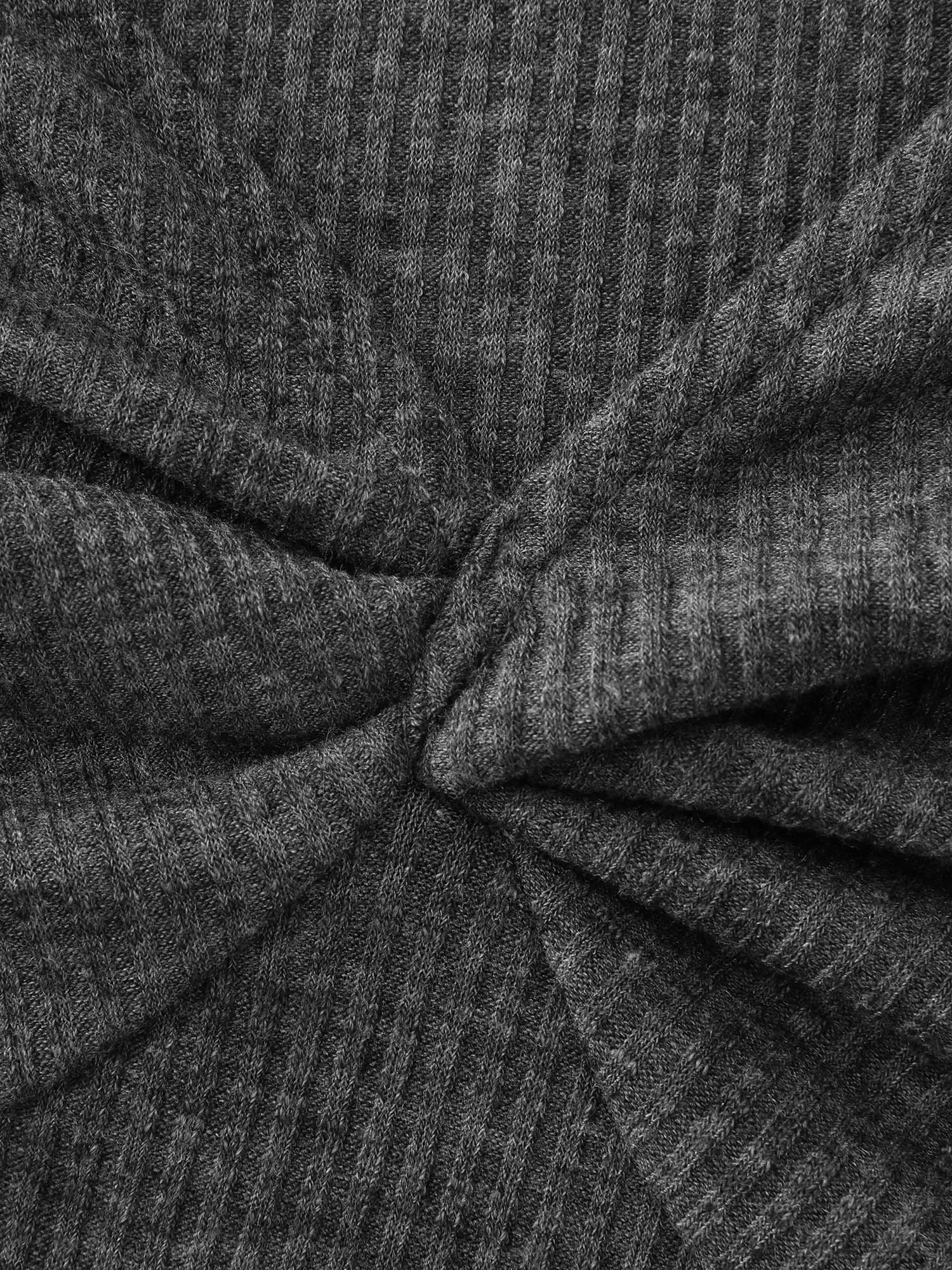 Stretchy Cross Neck Cutout Ribbed Knit Top