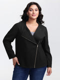 Asymmetrical Zipper Solid Jacket