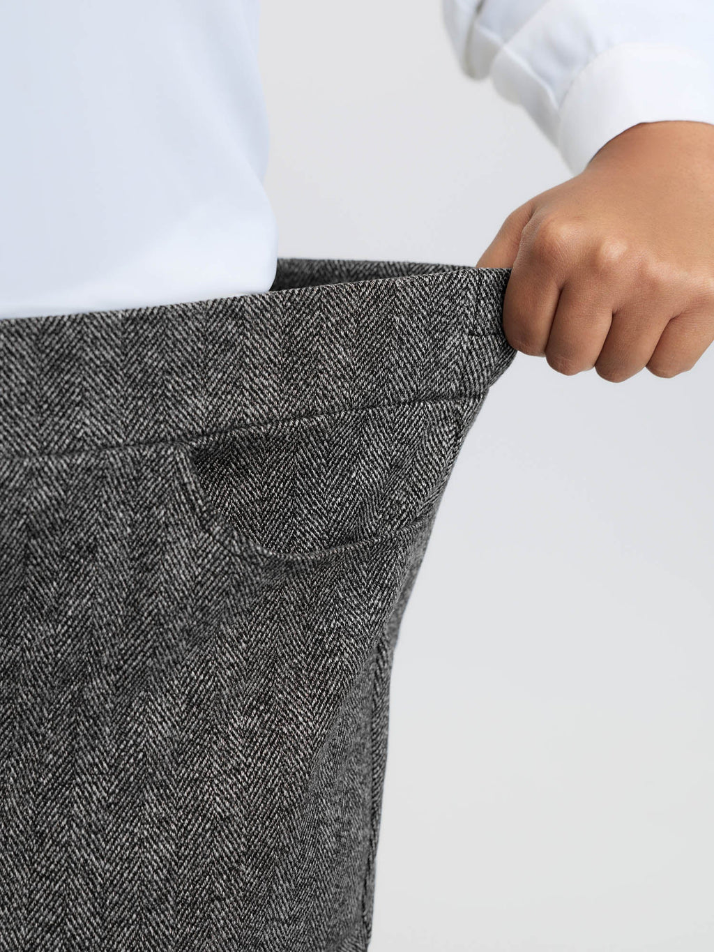 Stretchy Herringbone Pull-On Pants