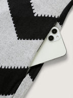 Wavy Stripe Skull Embroidery Zipper Hoodie