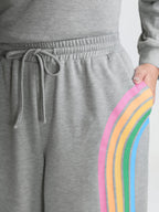 Rainbow Print Drawstring Wide-Leg Lounge Bottoms