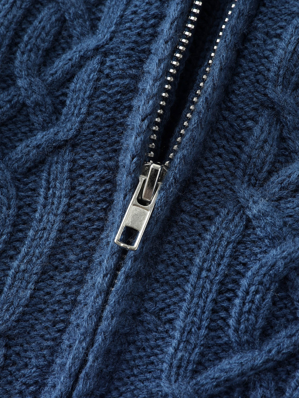 Cableknit Zipper Hooded Knit Cardigan