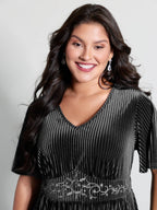 Velvet Celestial Embroidery Shirred Maxi Dress