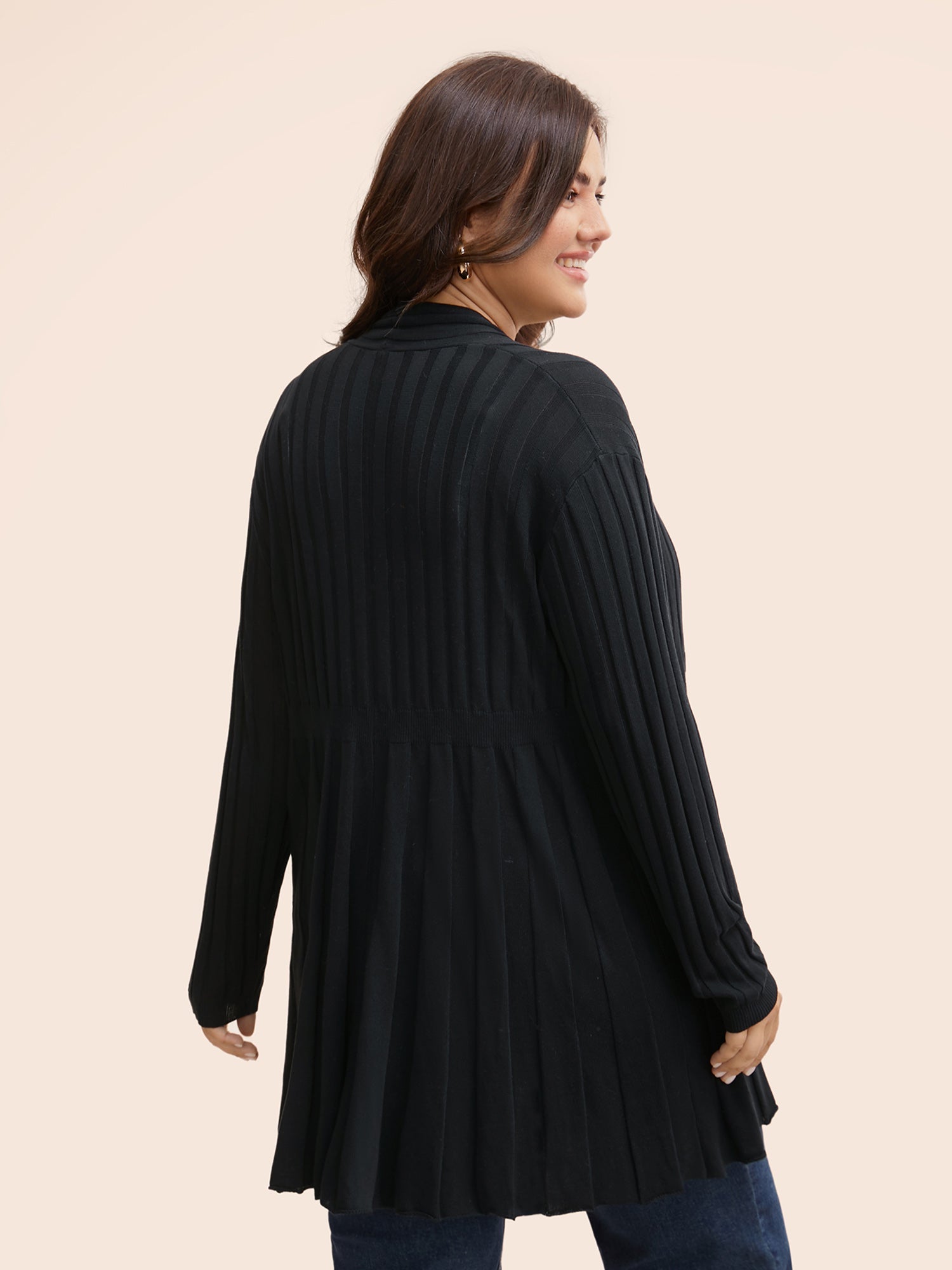 Plain Textured Kimono Collar Cardigan