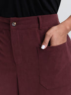Corduroy Patch Pockets Ribbed Pants