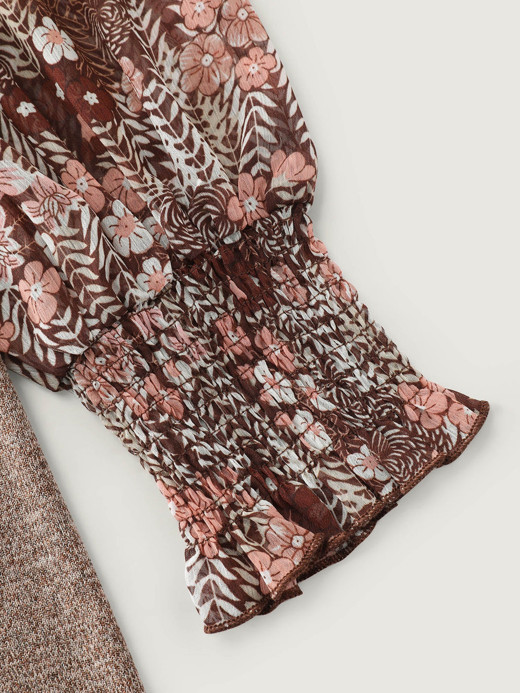 Floral Print Heather Mock Neck Knit Top