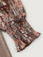 Floral Print Heather Mock Neck Knit Top