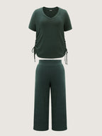 Textured Stretchy Adjustable Tie Lounge Set