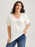 Cotton V Neck Plain Basic T-shirt