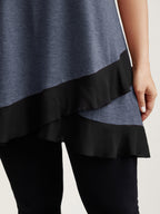 Color Contrast Overlap Hem Flared Top