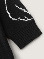 Cat Jacquard Pattern Drop Shoulder Pullover