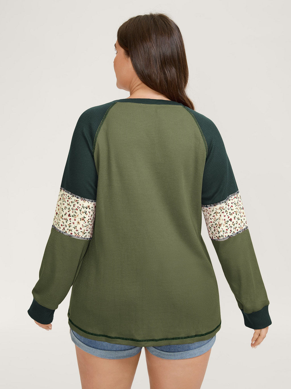 Color Contrast Waffle Knit T-Shirt