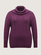 Drapey High Turtleneck Cable-Knit Pullover