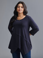 Asymmetrical Hem Overlap Long T-shirt